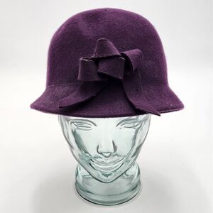 Croft & Barrow Wool Purple Bow Flower Cloche Hat